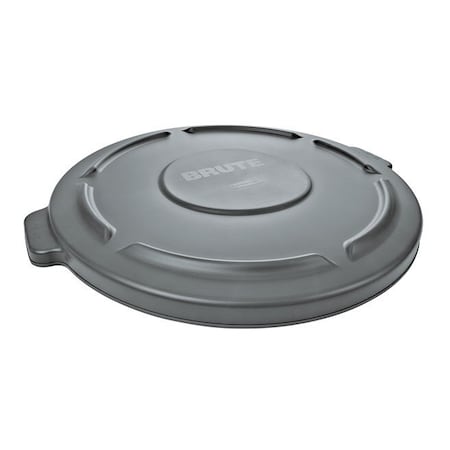 Rubbermaid Commercial Brute Trash Can Top, Round, Flat, Fits 44 gal Container Cap, 24 1/2 in Dia, Gray FG264560GRAY
