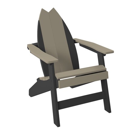 Polybird SURFBOARD ADIRONDACK-TAIL CHAIR.        WEATHERWOOD AND BLACK POLYBIRD P80