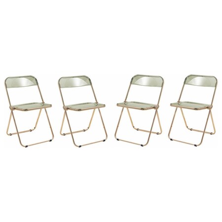 Leisuremod Lawrence Acrylic Folding Chair with Gold Metal Frame, Amber, 4PK LFG19A4