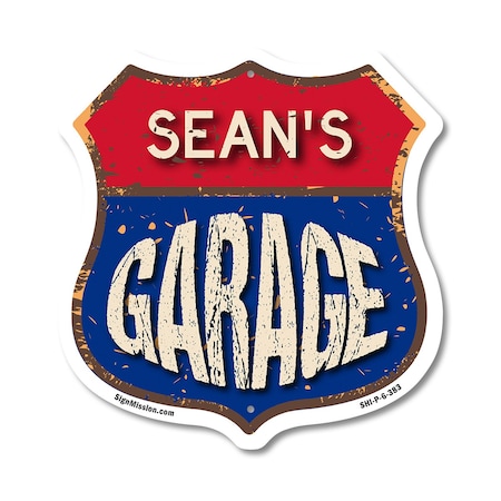 Signmission Sean's Garage, 6 Inch X 6 Inch, Plastic Sign SHI-P-6-383-SEAN