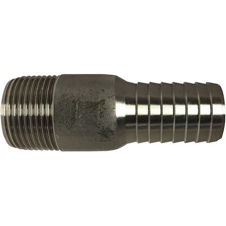 Midland Industries Adapter, 1-1/4 in, Hose Barbed, 1-1/4 in, MIP, 150 psi Pressure, Stainless Steel 973928LFBAG