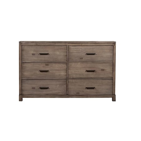 Homeroots 60" Gray Solid Wood Six Drawer Double Dresser 524110