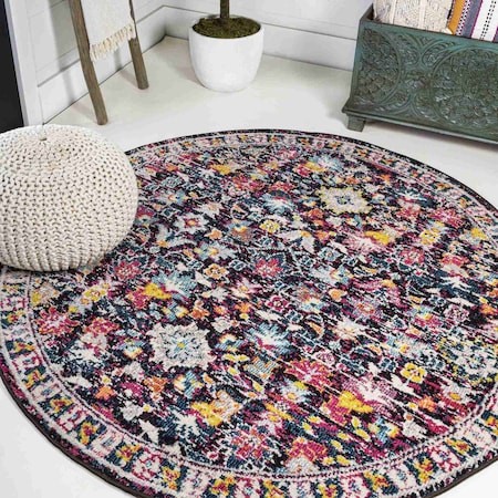 Jonathan Y Modern Persian Boho Floral Multi/Purple 5 ft Round Area Rug MDP200A-5R