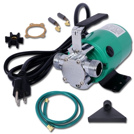 Wrightmaster 1/10 HP 330 GPH Water Transfer Pump in Green with 6 in. Water Hose Kit and 6 ft. Power Cord ZR-465127582