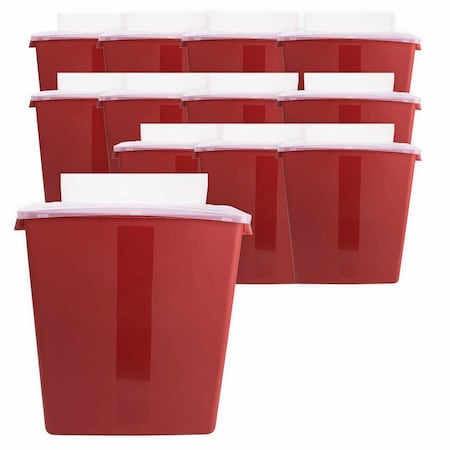Medegen Sharps Container, 3 Gallon, Red/ Black, Large Tortuous Path Lid, 12.5"x13.5"x6in, 12PK 8710CS