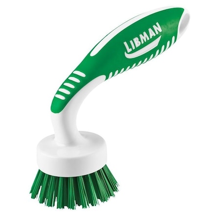 Libman Kitchen Brush, 13/16 in L Trim, 2 in W Brush, PET Bristle, 6-3/4 in L, Green/White 42