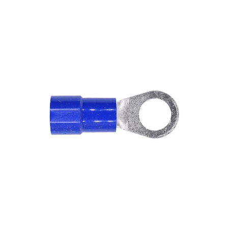 Auveco Vinyl Insulated Ring Terminal 6 Gauge 3/8in Stud Blue, 15PK 17048