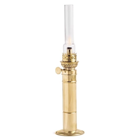 Kings County Tools Oil Lamp 16 in Tall Column Lamp with Antique-Style Brass Body & Glass Chimney Decorative Lantern GW78A05-24