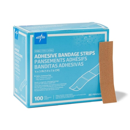 Medline Woven Fabric Adhesive Bandage, Sterile, 3/4"x3", 1200PK PRM25650
