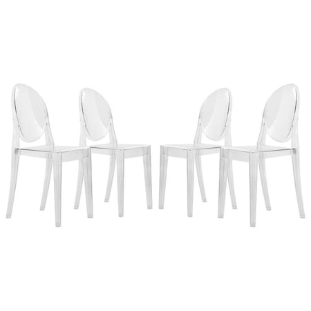 Leisuremod Marion Transparent Acrylic Modern Chair, Clear, 4PK GV19CL4