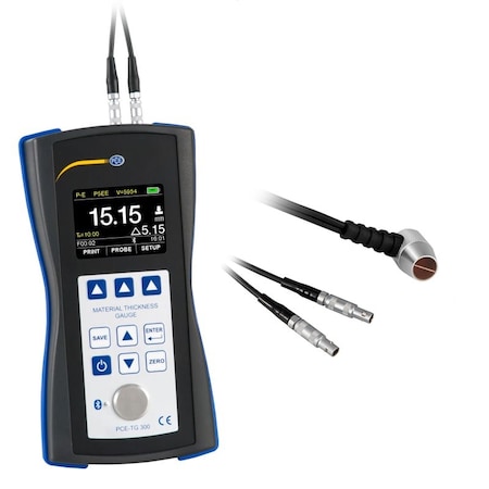 Pce Instruments Material thickness meter, 1-600 mm with 5 MHz probe (to 122 deg F) and Bluetooth/USB PCE-TG 300-NO5