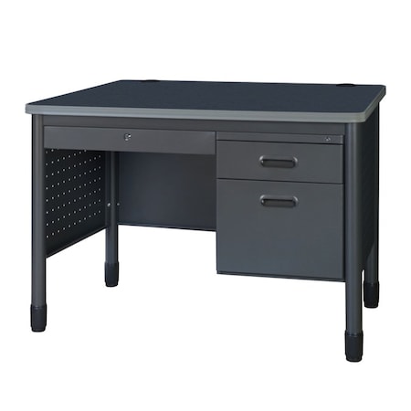 Regency Mesa Steel Single Pedestal Teacher's Office Desk with Center Drawer 48in x 30in, Grey 66348SPCDGY