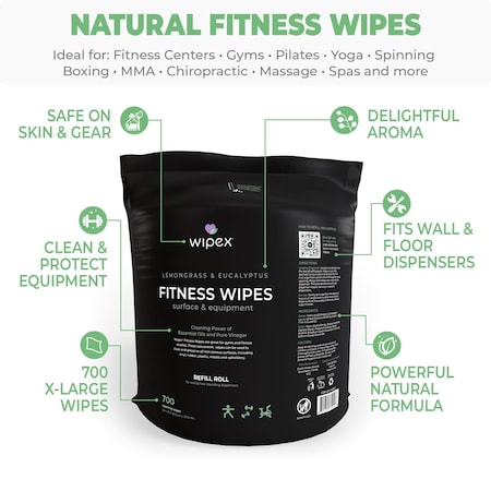 Wipex Natural Fitness Wipes 700ct Refill Rolls, 2PK, Fresh Lavender, Gym Equipment Cleaning Wipes, 2PK WX11121FN-2
