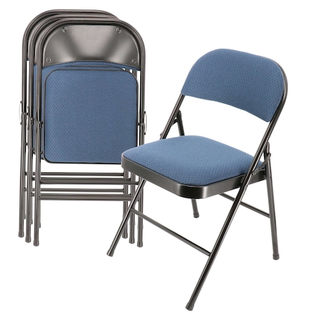 Elama 4 Piece Metal Folding Chair with Padded Seats in Dark Blue ELM-J0369B-DB