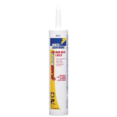 White Lightning Adhesive Caulk, Red, 40 to 120 deg F, 10 oz, Cartridge W44017010