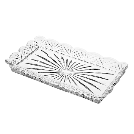Homeroots 10in Clear Rectangular Cut Crystal Serving Tray 517510
