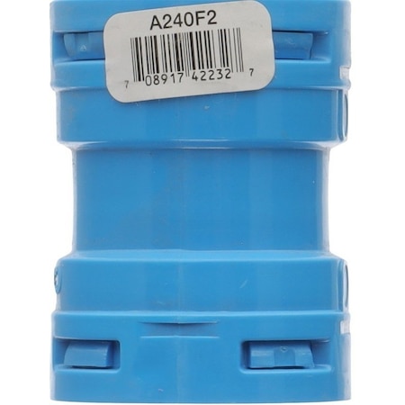 Carlon ENT Coupling, 1 in, 1.74 in Dia, 2.3 in L, Polycarbonate, Blue A240F2-10R
