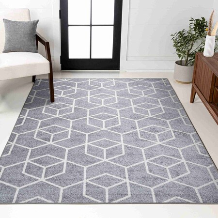 Jonathan Y Tumbling Blocks Modern Geometric Light Gray/White 3 ft. x 5 ft. Area Rug SEU101G-3