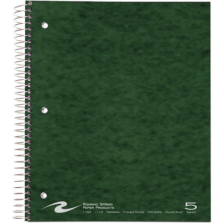 Roaring Spring Paper Products Five Subject Notebook - 200 Sheets Per Book 11295