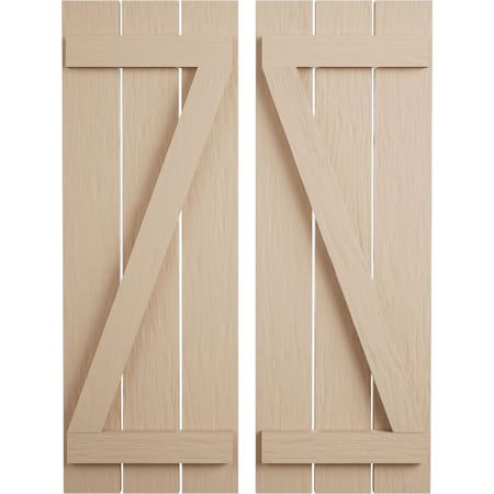 Ekena Millwork Rustic Three Board Spaced Board-n-Batten Rough Sawn Faux Wood Shutters w/Z-Board, 17 1/2W x 46H, PR SHUBSZ17X46RSPR
