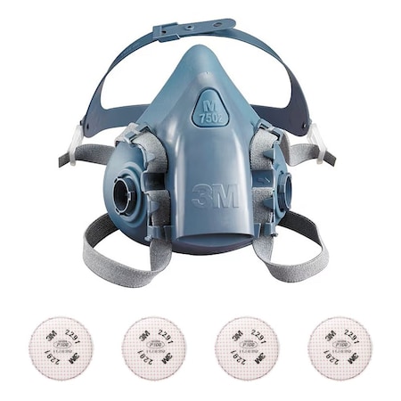 3M Half Mask Respirator Kit: 4 Cartridges Included, 7500 Series, P100 Filter, Bayonet, Size M 3PB40-5WYZ4