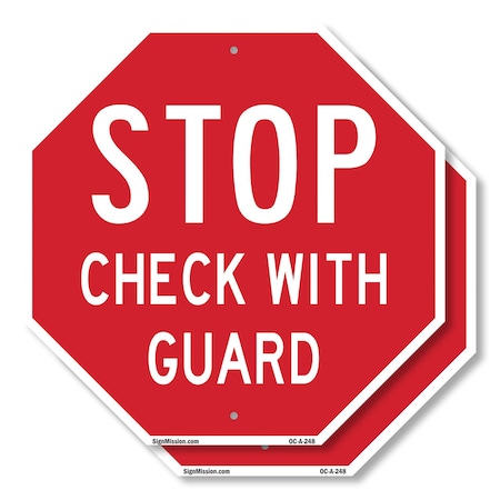 Signmission Stop Check with Guard, 10 inch X 10 inch, Aluminum Metal Signs, 2PK OC-A-2PACK-10-248