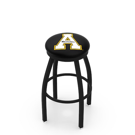 Holland Bar Stool Co 36" Blk Wrinkle Appalachian State Swivel Bar Stool, Accent Ring L8B2B36AppStU