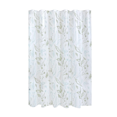 Idesign 72 in. H X 72 in. W White Leaves Frost Shower Curtain PEVA 40317
