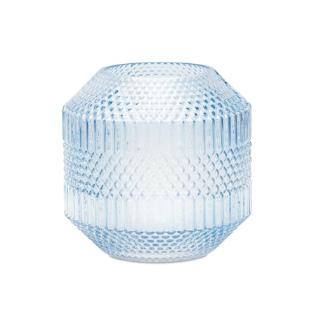 Homeroots 7" Pale Blue Geometric Cylinder Glass Table Vase 516258