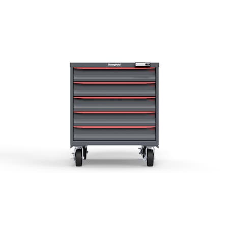 Strong Hold 5 drawer cabinet - (5x 4in) - Red accents - Electronic Lock S3036-PCRAS-0504DS