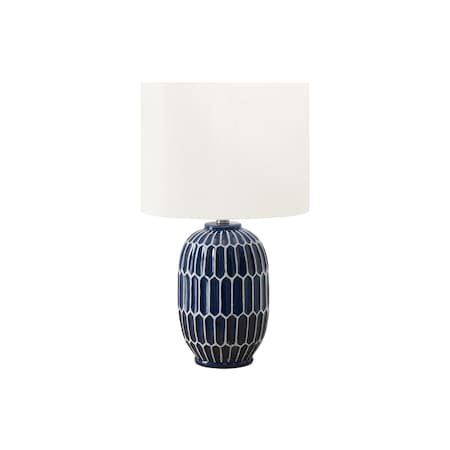 Monarch Specialties Lighting, 22"h, Table Lamp, Blue Ceramic, Ivory / Cream Shade, Contemporary, Modern I 9876