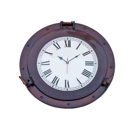 Handcrafted Decor Antique Copper Decorative Ship Porthole Clock- 17 in. WC-1448-17-AC