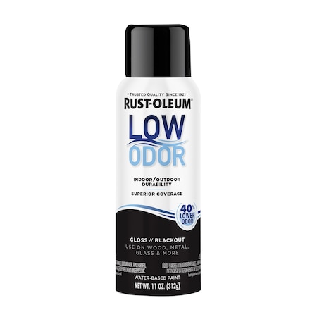 Rust-Oleum Low Odor Water Based Spray Paint, Blackout, Gloss, 11 oz 388245