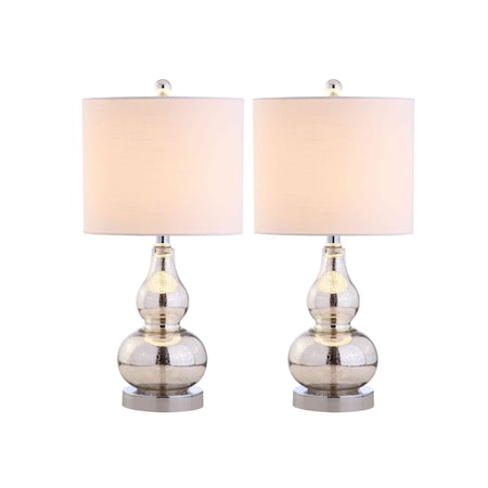 Jonathan Y Anya 20.5" Mini Glass Table Lamp, Silver, 2PK JYL1028C-SET2