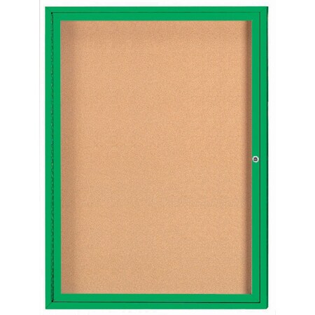 Aarco Illuminated Enclosed Bulletin Board w/ Green Powder Coated Al Frame, 48''Hx36''W DCC4836RIG