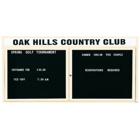 Aarco Illuminated Enclosed Letter Board Directory w/ Powder Coated Ivory Al Frame and Header, 36''Hx72''W ADC3672HIIV