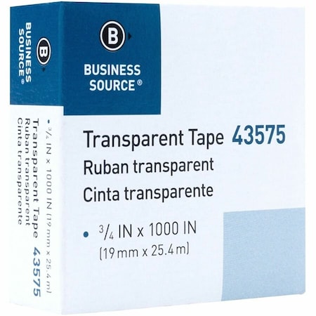 Business Source All-purpose Transparent Glossy Tape, 27.78 yd L, Clear, 12 PK BSN43575