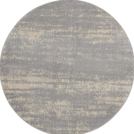 Homeroots 4' Gray And Beige Round Abstract Indoor Outdoor Area Rug 545960
