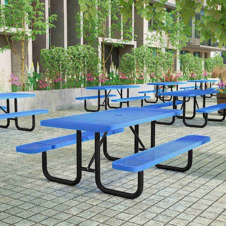 Flash Furniture Rectangle Blue, Polyethylene, Steel, 72.25 in L SLF-EML72-H48L-BL-GG