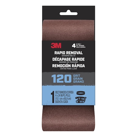3M 4 in W, 24 in L, Ceramic Aluminum Oxide, 120 Grit, Brown BELT4X241PK120