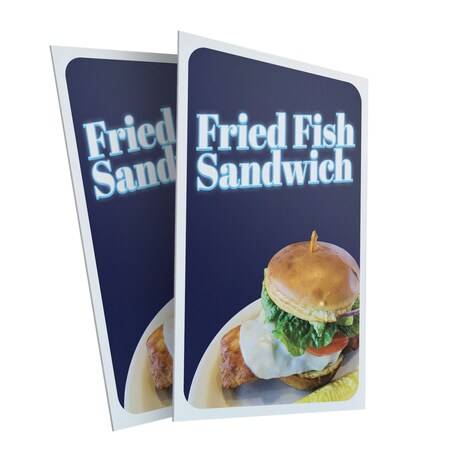 Signmission Fried Fish Sandwich, Plastic Signs Only 24 Inch x 36 Inch, Corrugated Plastic, 2PK CSB-2436-2PACK-30379
