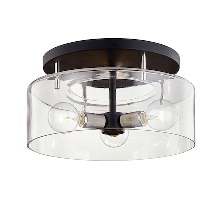 Troy Lighting Bergamot Station 3 Light Semi Flush 17 In. Textured Black & Polish Nickel C7552-TBK/PN