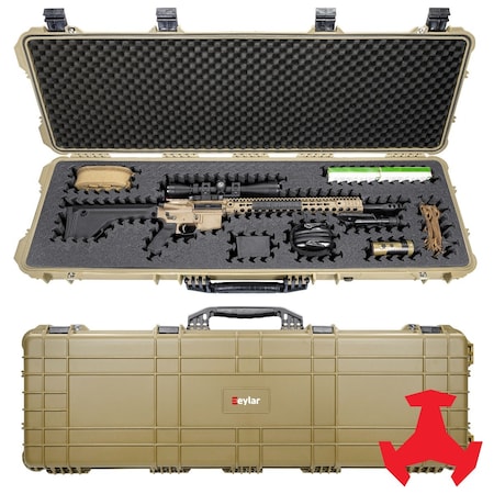 Eylar 48in Hard Rifle Case Equipped With Ragar Reconfigurable & Reusable XP Crosslinked Foam Insert SA00014-TAN-RG-XP