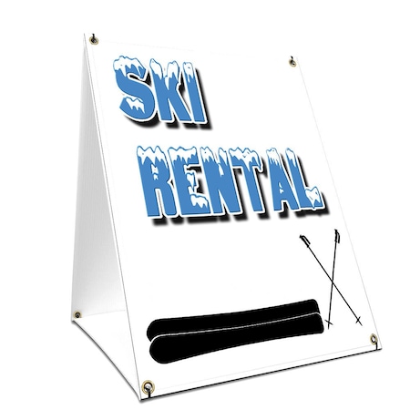 Signmission Ski Rental, 24 Inch x 18 Inch A-frame Yard Sign, Plastic Sign SBC-1824-Ski Rental