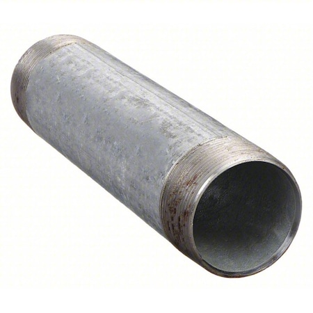 Zoro Select 2-1/2" MNPT x 8" TBE Galvanized Steel Pipe Nipple Sch 40 569-080