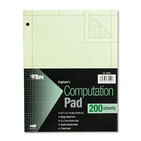 Tops Engineering Computation Pad Quadrille Rule Letter Green 200 Sheets/Pad 35502