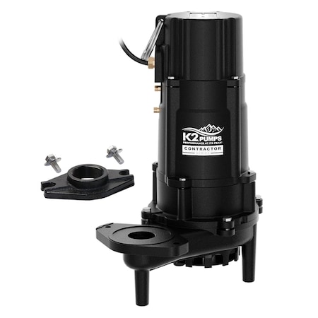 K2 Pumps Contractor Series 1/2 HP Manual Effluent Pump, 115 Volt, 15 Amp, Cast Iron SWF05004K