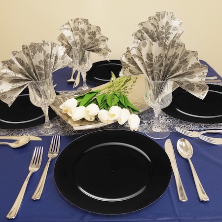 Smarty Had A Party 13 Black Round Disposable Plastic Charger Plates 60 Plates, 60PK 2710B-CASE