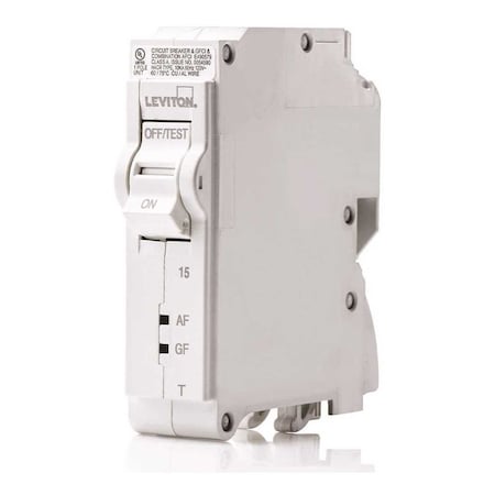 Leviton Circuit Breaker, 15A, 1 Pole, 120V AC R02-LB115-DFR