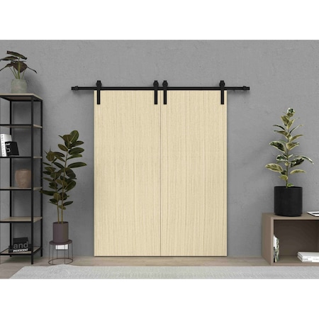Sartodoors Sliding Double Barn Doors with Hardware, Planum 0010 Vertical Natural Veneer, 13FT Rail Hangers Stu PLANUM0010DB-B-VSH-7296